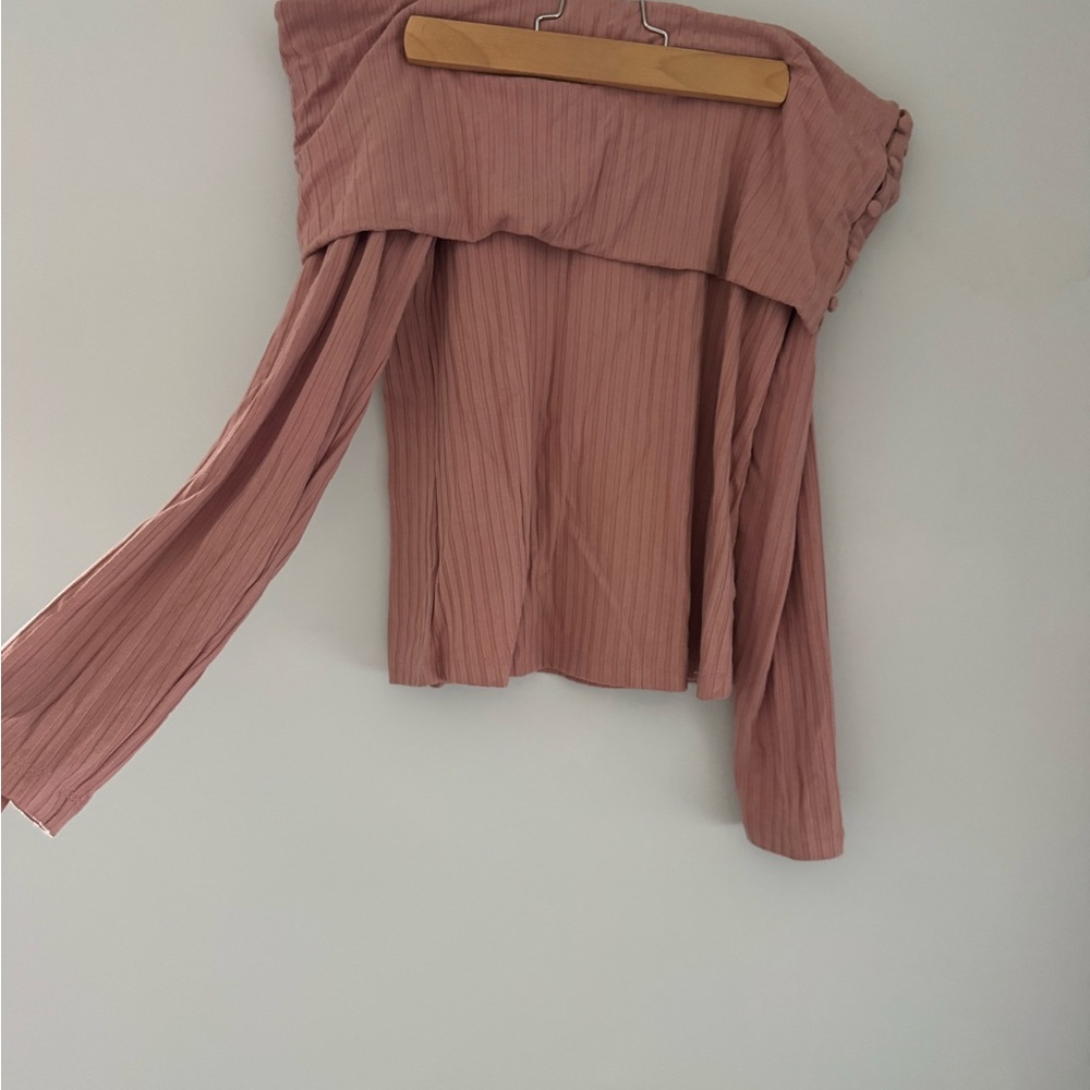 Anthropologie Blush Pink Off-Shoulder Blouse - Picture 3 of 4